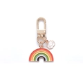 Cute rainbow and cloud enamel charm keychain with gold swivel hook for bag decoration - Rainbow Smile Cloud-Gold