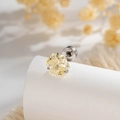 Titanium steel stud earring featuring yellow hexagonal gemstone and screw back closure - Light Yellow Hexagon Zirconia Style (A923-4)