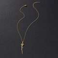 Macro view of gold-plated stainless steel Sophia pendant with refined O-chain detail - September Birth Flower (Morning Glory) / Gold