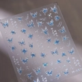 Adesivi per unghie con farfalle blu olografiche e finitura laser con calligrafia M-512 - Stile Farfalla e Fiore Laser Blu (M-512)