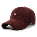 Dunkelrote Baseballkappe mit Fischgrätenmuster und goldenem M-Logo mit Strass - Verstellbar / Burgunderrot