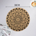38cm round mandala placemat with faux linen texture for elegant table decoration - Round Style 1 Black