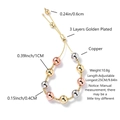 Three-tone beaded adjustable bracelet with 0.4cm 0.6cm and 1cm gold silver beads - Tri-color Multi-size Round Beads / Tri-color Round Beads (Gold Silver Rose Gold)