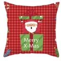Red plaid Christmas pillow cover featuring Santa popping out of a Merry X-Mas gift box - DRD247-5 (Santa in Gift Box)