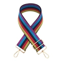 Adjustable colorful striped guitar style wide replacement shoulder strap with gold hooks - Rainbow Style 1 + Gold Buckle