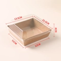 Square brown kraft paper food box with clear plastic lid, dimensions 12x11x6cm - Large Square Kraft