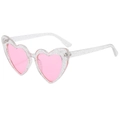 Macro shot of clear heart sunglasses frame with silver glitter and pink lenses - Glitter Transparent White
