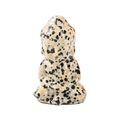 Dalmatian Jasper baby Buddha statue carving in creamy natural stone with black spots - Spotted Stone