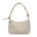 Elegante borsa a spalla color crema con tracolla a nodi e trama a pieghe di tendenza - Bianco