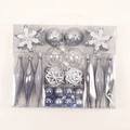 Set di ornamenti natalizi argento con fiocchi di neve e palline in scatola trasparente - Grigio Argento