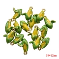 3D corn-shaped enamel alloy charm in green and yellow for DIY jewelry, 19x12mm size - Yellow Corn 19*12mm