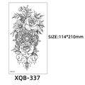 XQB-337 flower tattoo sticker featuring roses and mandalas in black and white line art - Rose Daisy Mandala (XQB-337)