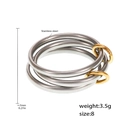 Three-in-one silver stainless steel interconnected rings with gold links for women - US 8 / 3-Layer Silver