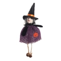 Decorazione pendente strega di Halloween con gonna di iuta viola e dettaglio zucca arancio - Motivo di Strega
