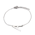 Bracciale in acciaio inossidabile argento lucido con ciondolo lettera A e catena - Stile Lettera A (KB116141-K)