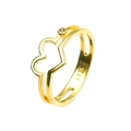Anello a cuore cavo dorato minimalista con zircone e incisione S925 interna - Zircone cuore cavo a doppio strato / Oro