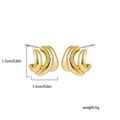Triple-layered 18K gold plated hollow geometric C-shaped stud earrings in a glossy finish - Triple Layer Stacked C Hoops (22265_3)