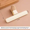 Large beige food sealing clip for snack bags, 15.5cm plastic moisture-proof clamp - Beige White Large