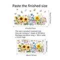 Detailed size chart for sunflower wall sticker set showing 30x60cm sheet and layout - 30x60cm