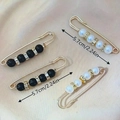 Set of four 5.7cm decorative waist pins with black and white pearls in gold finish - No. 31 5.5cm Black/White 4-Piece Set