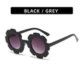 Kids flower-shaped sunglasses in black with grey gradient lenses for sun protection - Glossy Black Frame Grey Lens