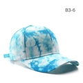 Adjustable tie-dye baseball cap in blue and white with six-panel construction - White and Bright Blue Tie-dye (B3-6)