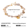 Waterproof stainless steel necklace featuring natural shell beads and golden shell pendant - Jdnw2407002