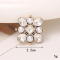 Dettaglio fibbia dorata da 2,2cm con perle bianche e cristallo quadrato trasparente - Stile Fibbia per Scarpe Trasparente / Stile Diamante Quadrato Gemma (C443)