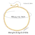 Bohemian gold chain necklace with pink beads and discs including size measurement details - Pink Disc (KN0304)