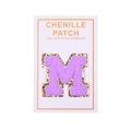 Purple chenille letter M patch with gold sequins and self-adhesive peel and stick back - Letter M / Purple