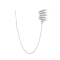 Silver S925 chain earring with zircon pave ear cuff and long tassel design - Silver Tone Five-Row Rhinestone Ear Threader (White K 2470)