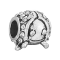 Silver ladybug charm bead with sparkling white rhinestones for DIY jewelry making - Full Rhinestone Ladybug Charm