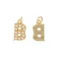 Elegant gold-tone letter B pendant with white pearl inlay and smooth metal back - Letter B