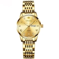 Luxury gold quartz watch for women with waterproof luminous dial and diamond hour markers - Gold Gold Face
