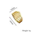 Detailed view of gold wave ring dimensions 14mm width and 18mm height with weights - Adjustable Open / Real Gold Plated Gold