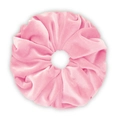 Oversized pink velvet scrunchie with pleated texture for autumn winter hair styling - Pink
