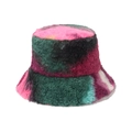 Cappello a secchiello in peluche invernale con motivo tie-dye colorato per donna - M (56-58cm) / Stile Tie-dye Rosa Verde Viola (A)