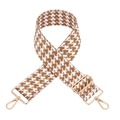 Adjustable brown houndstooth pattern bag strap with polished gold-tone metal swivel hooks - Houndstooth / Bronze