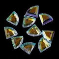 AB aurora Borealis crystal glass fan shaped pendants for DIY jewelry and necklaces - 8MM Fan Shape