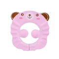 Pink adjustable baby shower cap with wave brim and cartoon bear ears for hair washing - Bear Bath Hat Pink