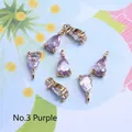 Teardrop lavender glass charms with gold-plated copper base for DIY jewelry making - 4*8mm / Purple