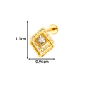Clou de labret carré en titane doré avec pierre précieuse et cadre en cristal - Style Halo Carré Doré (T2583-2#Gold)
