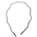 Elegant wavy silver headband featuring multiple white faux pearls for a classic bridal look - Wavy Metal Frame Artificial Pearl Headband-Silver Base