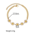 Detailed view of the 17+5cm gold chain with five white daisy charms and lobster clasp - JZB1090-5 Daisies Chain