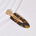 Classic tortoise shell pattern hair clip with gold metal spring clip for styling - 58# Small 6cm Acetate Seamless Clip