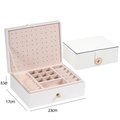 White leather jewelry organizer with pink lining and multi-functional storage compartments - 23*17*8.5cm / White