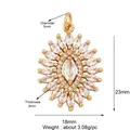 Detail of flower shaped gold pendant with cubic zirconia stones and exact dimensions - K324927-Gold Sunflower Inlay