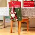 Christmas chair cover featuring 3D Santa Claus and Merry Christmas embroidery, 46x54cm - Series 001-Santa Claus