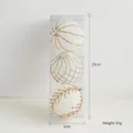 Christmas ornaments set featuring 3 white spheres with festive gold glitter patterns - Cream White 8cm 3Pcs
