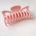 Matte pink 12cm bow hair claw clip for women with minimalist frosted finish - Pink
